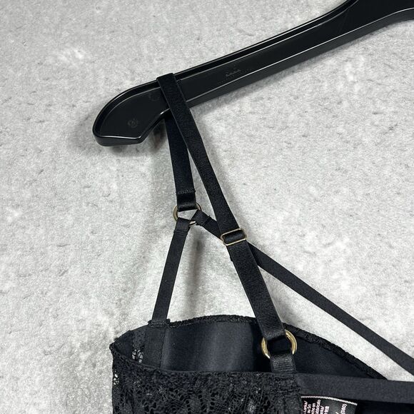 Victoria Secret Very Sexy Strappy Snake Lace Teddy W/Corset Straps 36D Black - Picture 8 of 14